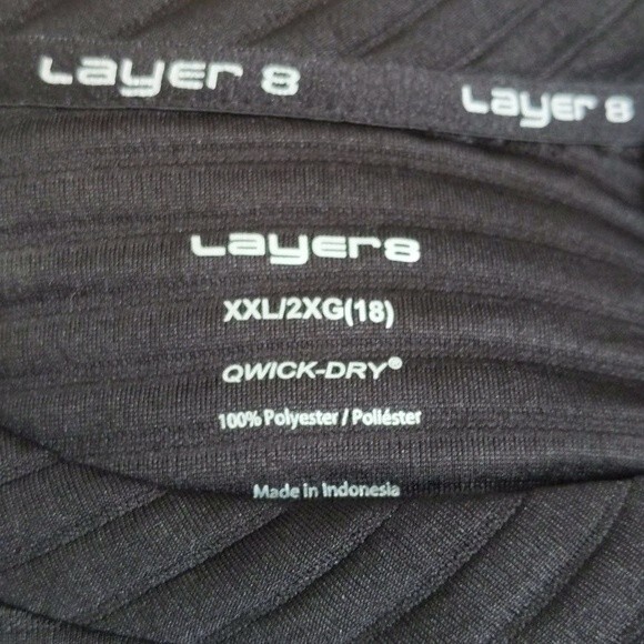 Layer 8 Ottoman Crew Qwick-Dry black long sleeve ribbed top - NWT- XXL (18) - Picture 4 of 5